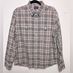 Untuckit Men’s Quinterra Cotton Plaid Flannel Shirt Size‎ Large Regular fit